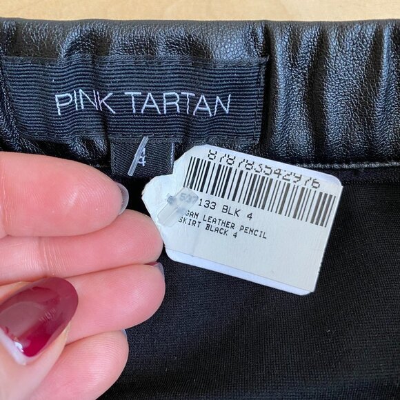 PINK Tartan Size 4 BNWT Black Vegan Leather Skirt - Picture 3 of 7